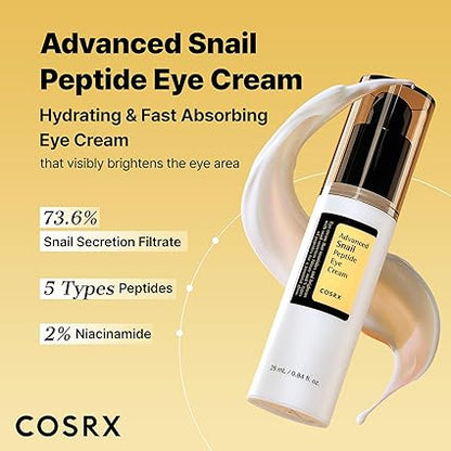 COSRX Snail Mucin Peptide Under Eye Cream – Anti-Aging, Brightening & Hydrating Eye Care (0.84 fl. oz.)