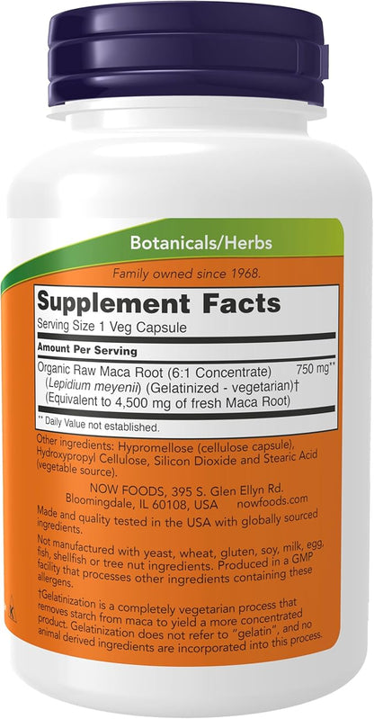 now  Raw Maca 750mg  Reproductive Health.  250 Veg Capsules