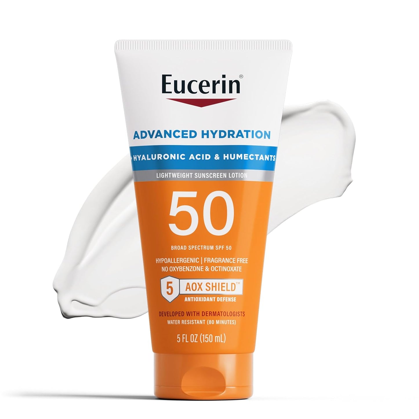 Eucerin Advanced Hydration + Hyaluronic Acid & Humectants Light Weight Sunscreen Lotion 50 Broad Spectrum SPF 50 150ml
