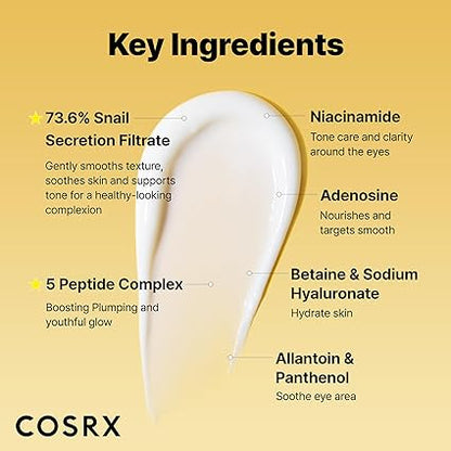 COSRX Snail Mucin Peptide Under Eye Cream – Anti-Aging, Brightening & Hydrating Eye Care (0.84 fl. oz.)