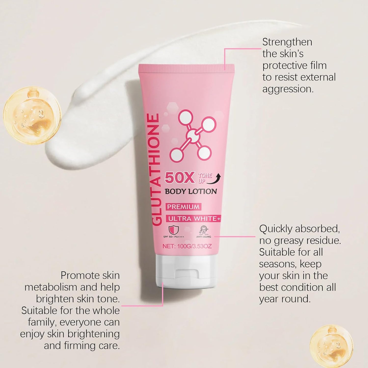 Glutathione 50x Tone Up Body Lotion, Moisturizing and Soft Skin All Over Body Scented Body Lotion