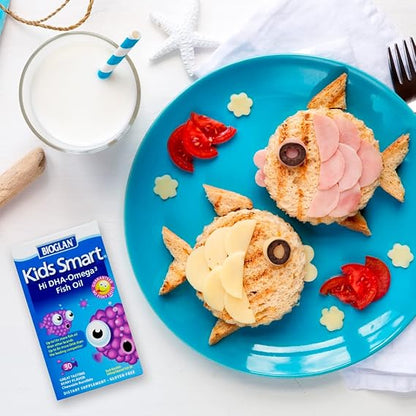 زيت السمك الذكي أوميجا 3 من بيوجلان للأطفال من ريال هيلث، 30 قرصًا قابلًا للمضغ
