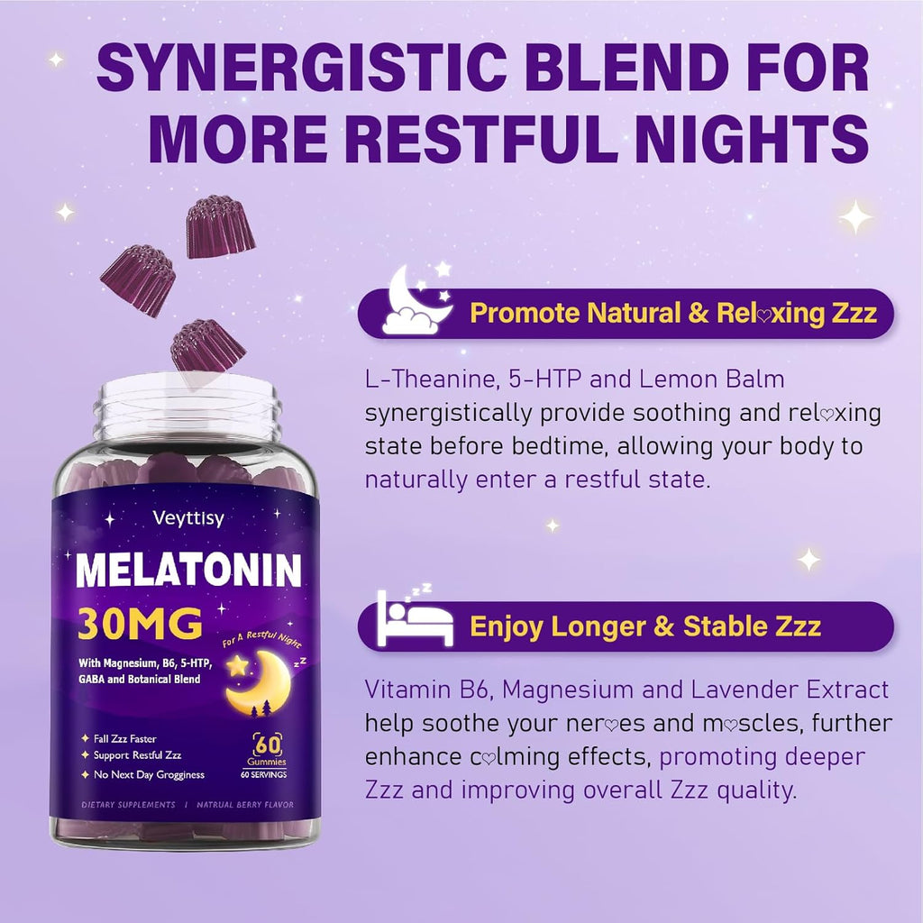 Melatonin 6 mg Fast Dissolve 60 Gummies | Nighttime Sleep Aid | Natural Berry Flavor |