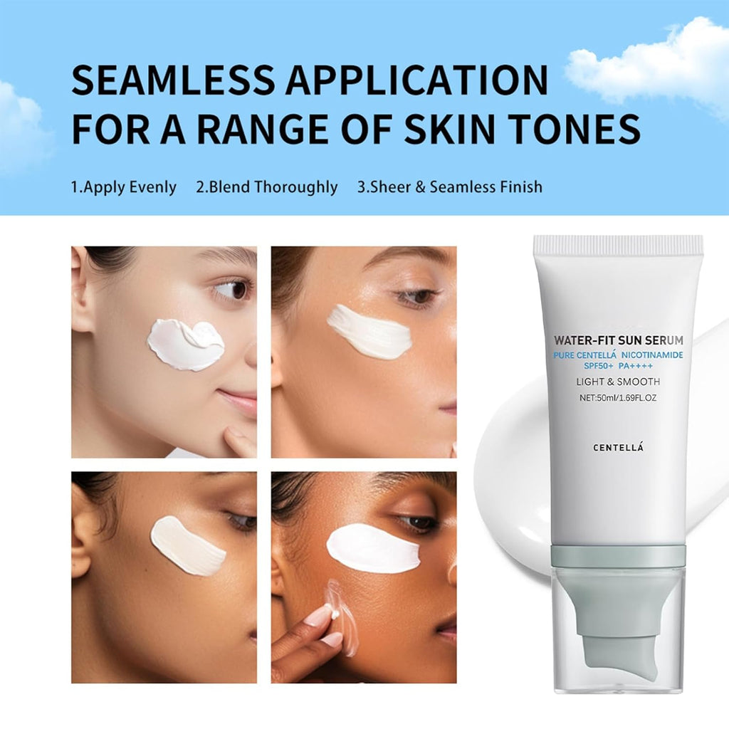 Centella Sunscreen SPF 50, Airy-Light Hyalu Cica Water-Fit Sun Serum, Face Sun Screen Long-Lasting Protection