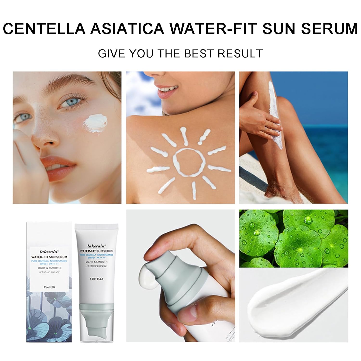 Centella Sunscreen SPF 50, Airy-Light Hyalu Cica Water-Fit Sun Serum, Face Sun Screen Long-Lasting Protection