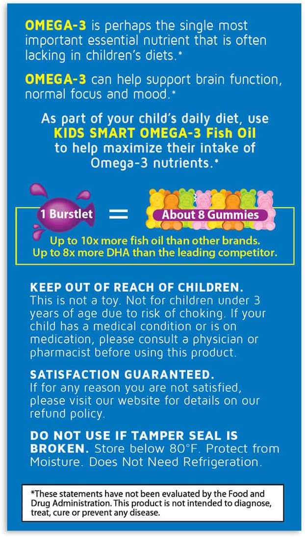 زيت السمك الذكي أوميجا 3 من بيوجلان للأطفال من ريال هيلث، 30 قرصًا قابلًا للمضغ