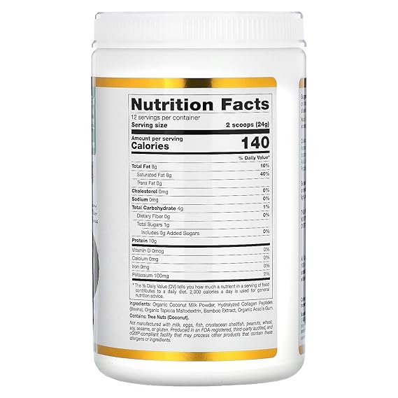California Gold Nutrition Superfoods, Collagen Coconut Creamer with Organic Coconut Milk Powder, 10.2 oz
