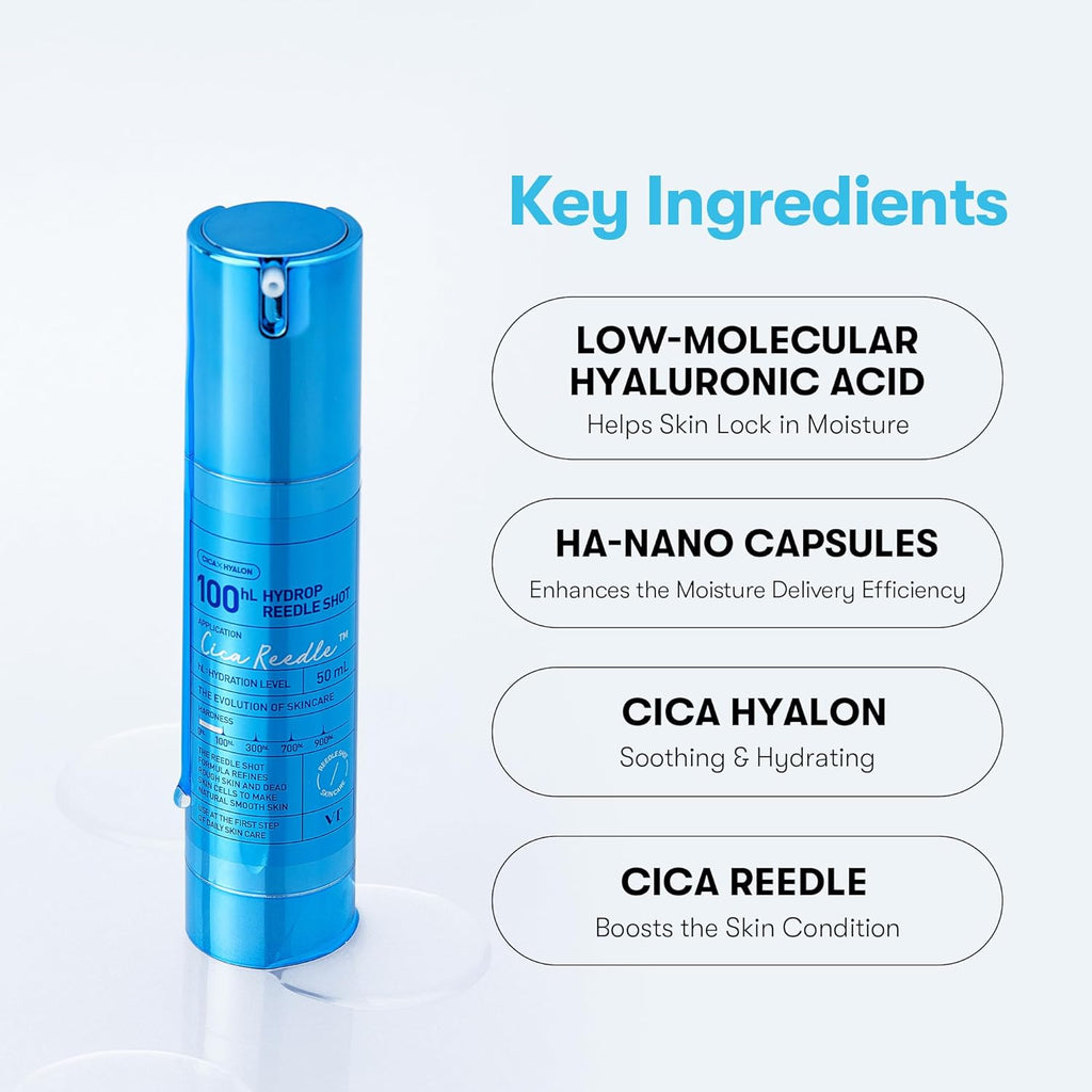 VT COSMETICS Hydrop Reedle Shot 100hL, Hyaluronic Acid Microneedling Serum, (50ml)