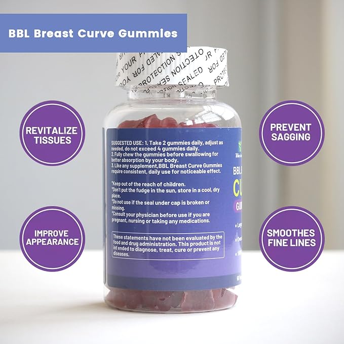 Wins Town BBL Breast Curve Gummies (Dietary Supplement) 60 Vegan Gummies