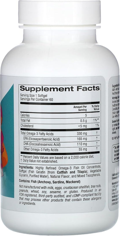 California Gold Nutrition, Kid’s Omega-3 Fish Oil, Natural Strawberry, 60 Fish Gelatin Softgels