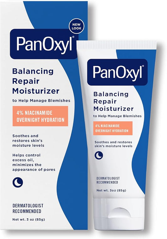 PanOxyl PM Balancing Repair Moisturizer With Niacinamide (Night Time Moisturizer for Acne-Prone Skin 85g