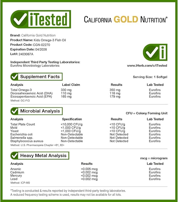 California Gold Nutrition, Kid’s Omega-3 Fish Oil, Natural Strawberry, 60 Fish Gelatin Softgels