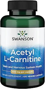 أسيتيل إل-كارنيتين ٥٠٠ مجم ١٠٠ كبسولة من سوانسون بريميوم