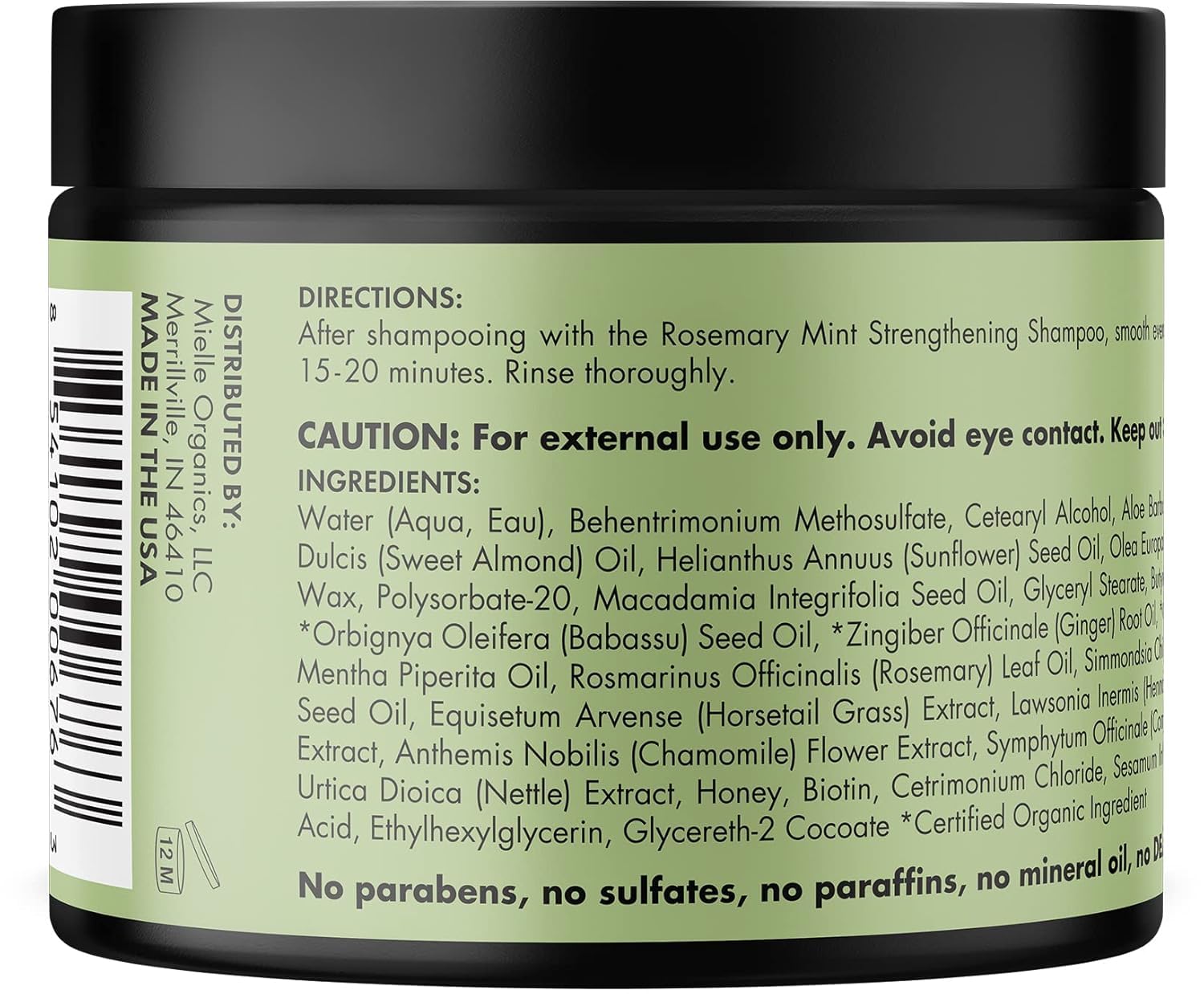 MIELLE, Rosemary Mint strengthening Hair Masque, 340g