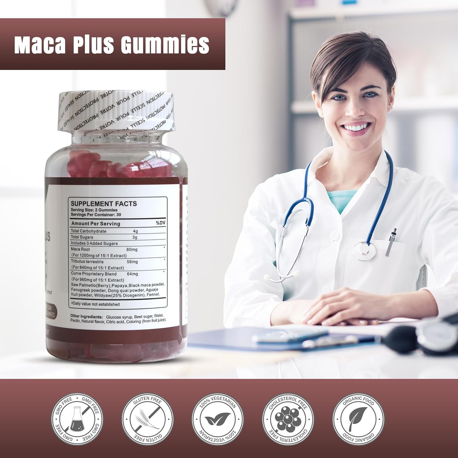 Wins Town MACA Plus 1500mg 60 Gummies