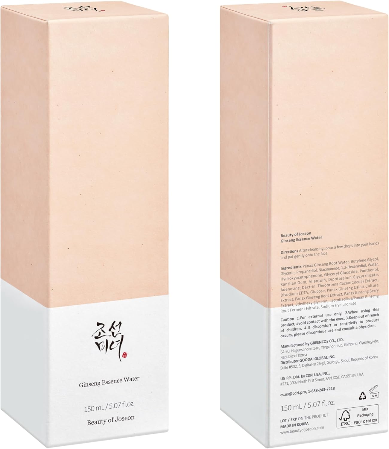 Beauty of Joseon Ginseng Essence Water Hydrating Face Toner  150ml