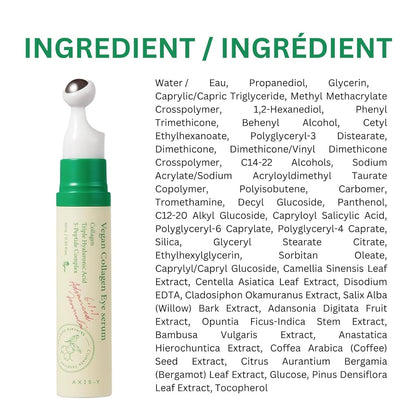 AXIS-Y Vegan Collagen Eye Serum - K Beauty Triple Hyaluronic Acid & Peptide Collagen Serum