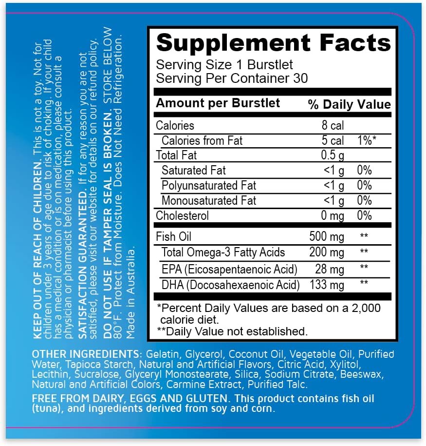 زيت السمك الذكي أوميجا 3 من بيوجلان للأطفال من ريال هيلث، 30 قرصًا قابلًا للمضغ