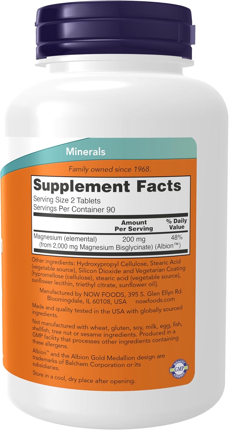 NOW Foods Supplements, Magnesium Glycinate 100 mg, Highly Absorbable Form,