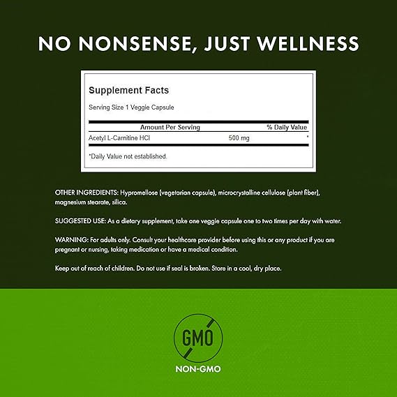 أسيتيل إل-كارنيتين ٥٠٠ مجم ١٠٠ كبسولة من سوانسون بريميوم