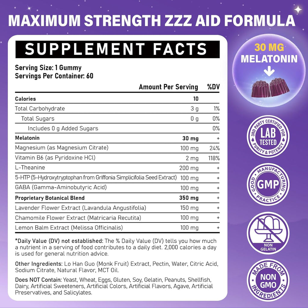 Melatonin 6 mg Fast Dissolve 60 Gummies | Nighttime Sleep Aid | Natural Berry Flavor |
