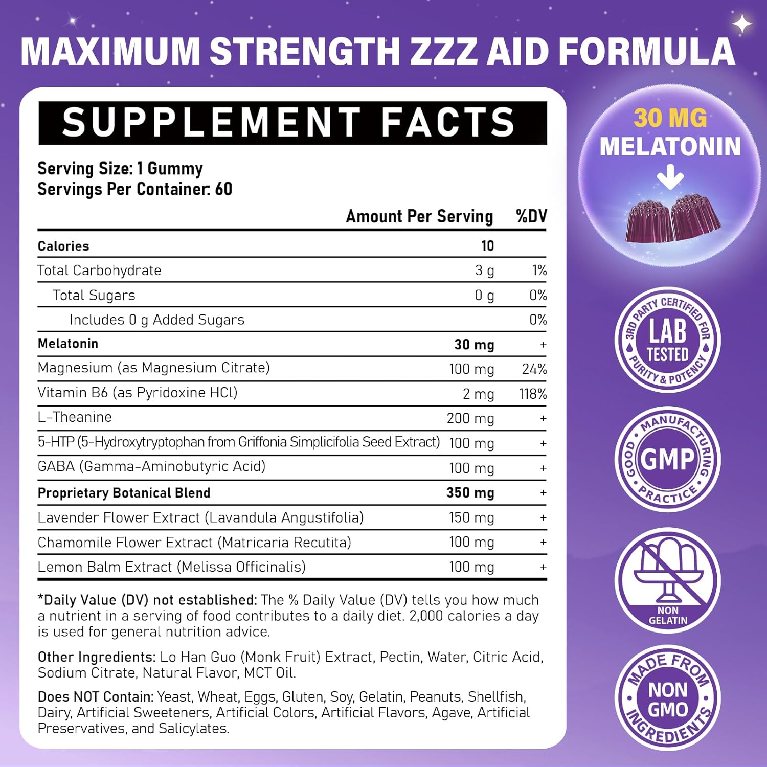 Melatonin 6 mg Fast Dissolve 60 Gummies | Nighttime Sleep Aid | Natural Berry Flavor |