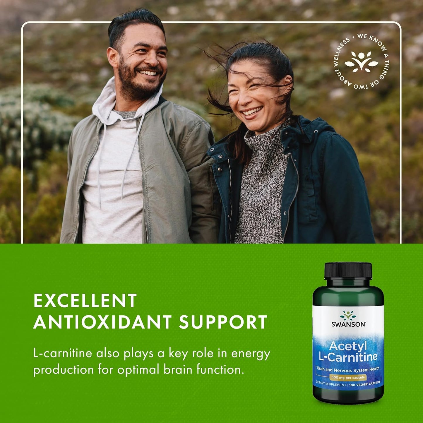 أسيتيل إل-كارنيتين ٥٠٠ مجم ١٠٠ كبسولة من سوانسون بريميوم