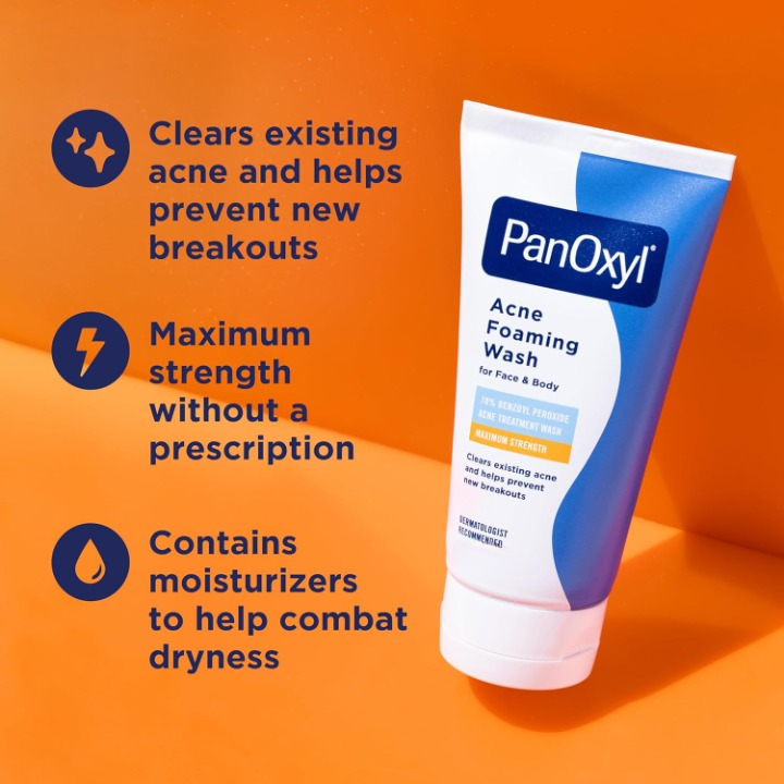 PanOxyl Acne Foaming Wash (for Face & Body) 10 % Benzoyl Peroxide Acne Treatment Wash Maximum Strength 28 g