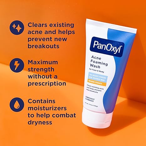 PanOxyl Acne Foaming Wash (for Face & Body) 10 % Benzoyl Peroxide Acne Treatment Wash Maximum Strength