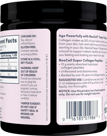 نيو سيل سوبر كولاجين ببتيدات، 10 غرام من ببتيدات الكولاجين لكل حصة، خالٍ من الغلوتين، مناسب لنظام الكيتو الغذائي، غير معدل وراثيًا، منتج من أبقار تتغذى على العشب، لصحة الشعر والبشرة والأظافر والمفاصل، مسحوق بدون نكهة، 7 أونصة، عبوة واحدة