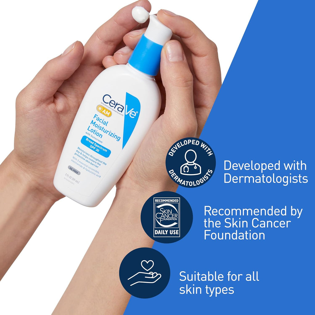 CeraVe Facial Moisturizing Lotion AM – 89 ml | SPF 30 | For Normal to Dry Skin