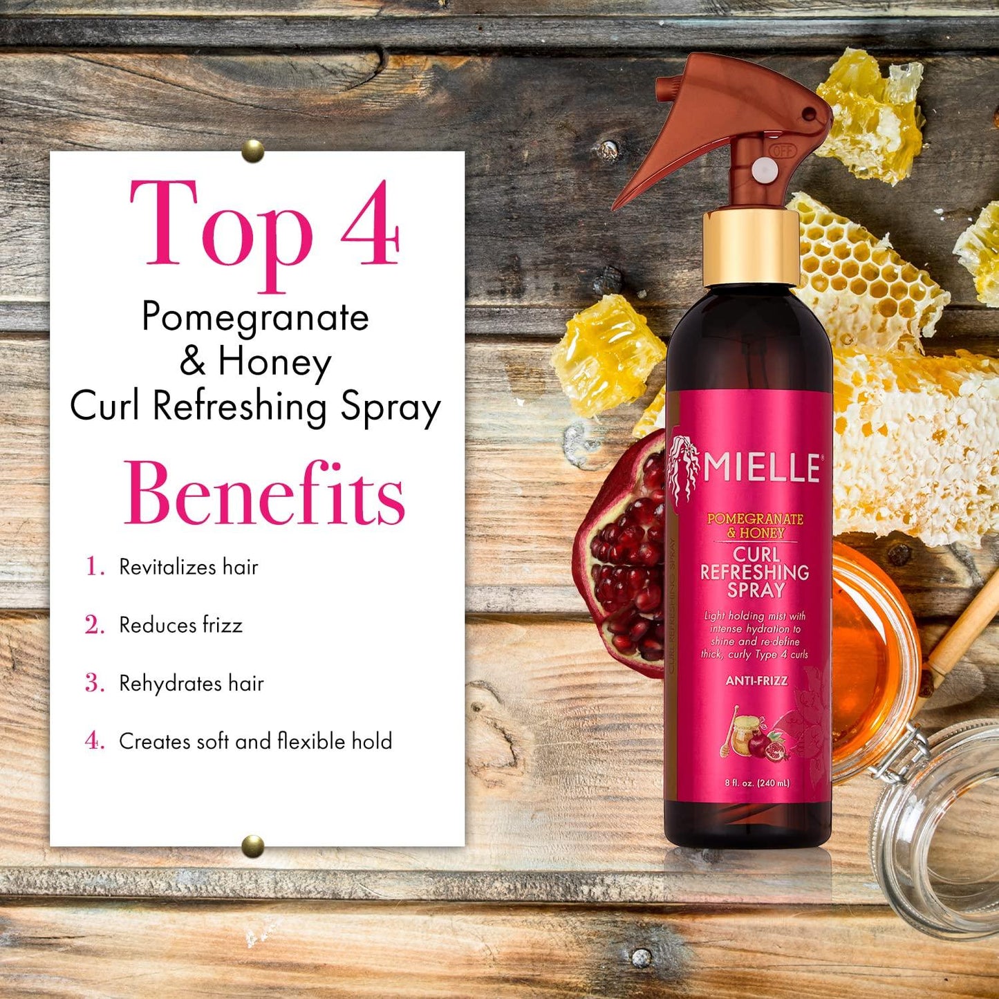 MIELLE Pomegranate & Honey Curl Refreshing Spray [Anti-Frizz] 240 ml