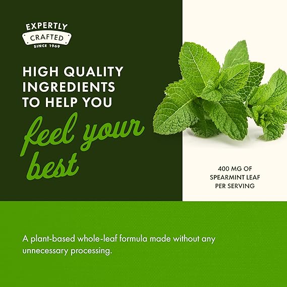 Swanson Spearmint Leaf (Mentha Spicata) - Full Spectrum Herbal Supplement Supporting Digestive Health & Mild Stomach Issues - Natural Formula Supporting Health & Wellness - (60 Capsules, 400mg Each)
