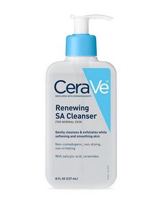 CeraVeRenewing Salicylic Acid Cleanser, Formulated With Hyaluronic Acid, Niacinamide, & Ceramides, Gentle BHA Exfoliating Face Wash Smooths & Softens Skin, Non Comedogenic & Fragrance Free, 8 Ounce