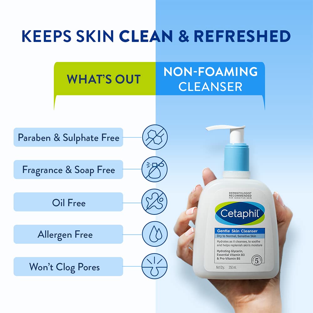 Cetaphil Gentle Facial Cleanser Dry to Normal, Sensitive Skin 237ml