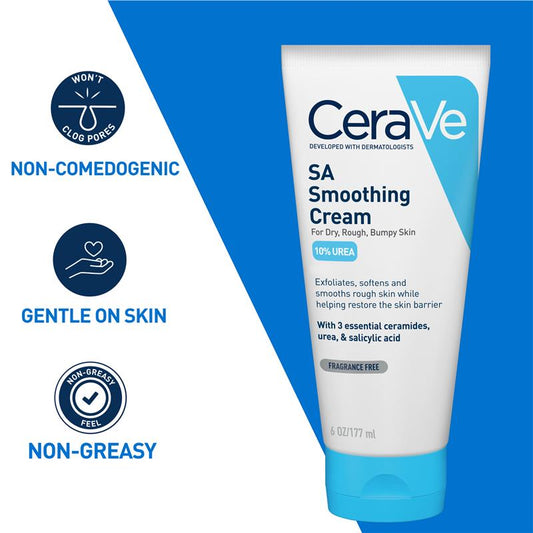 Cerave Sa Smoothing Cream | 177Ml/6Oz | Moisturiser For Dry, Rough & Bumpy Skin
