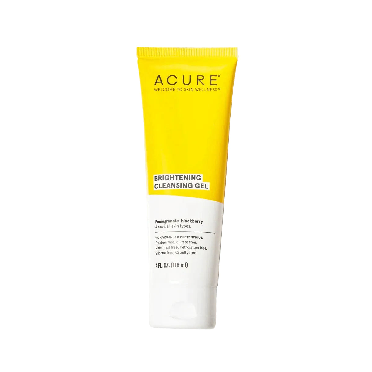 Acure Brightening Cleansing Gel tube on a light background