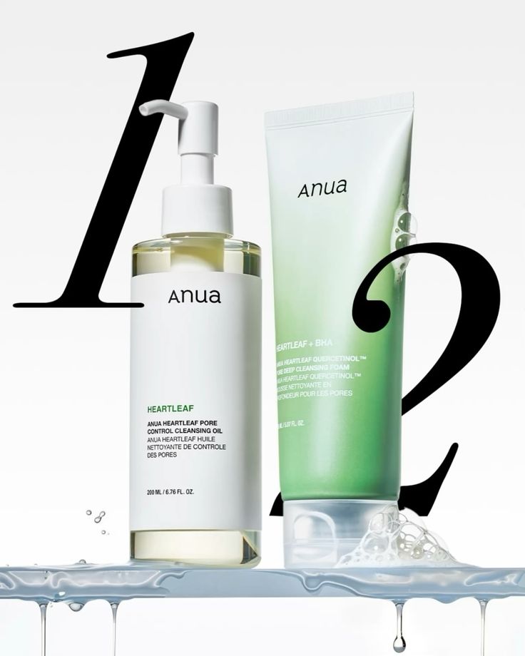 Anua Double Cleansing Duo – Korean Blackhead Remover & Pore Control Set | Heartleaf Cleansing Oil + Foam Cleanser