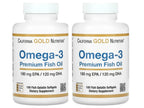 California Gold Nutrition Omega-3 Premium Fish Oil, Concentrated Formula with EPA & DHA, 100 Fish Gelatin Softgels - 2 Pack