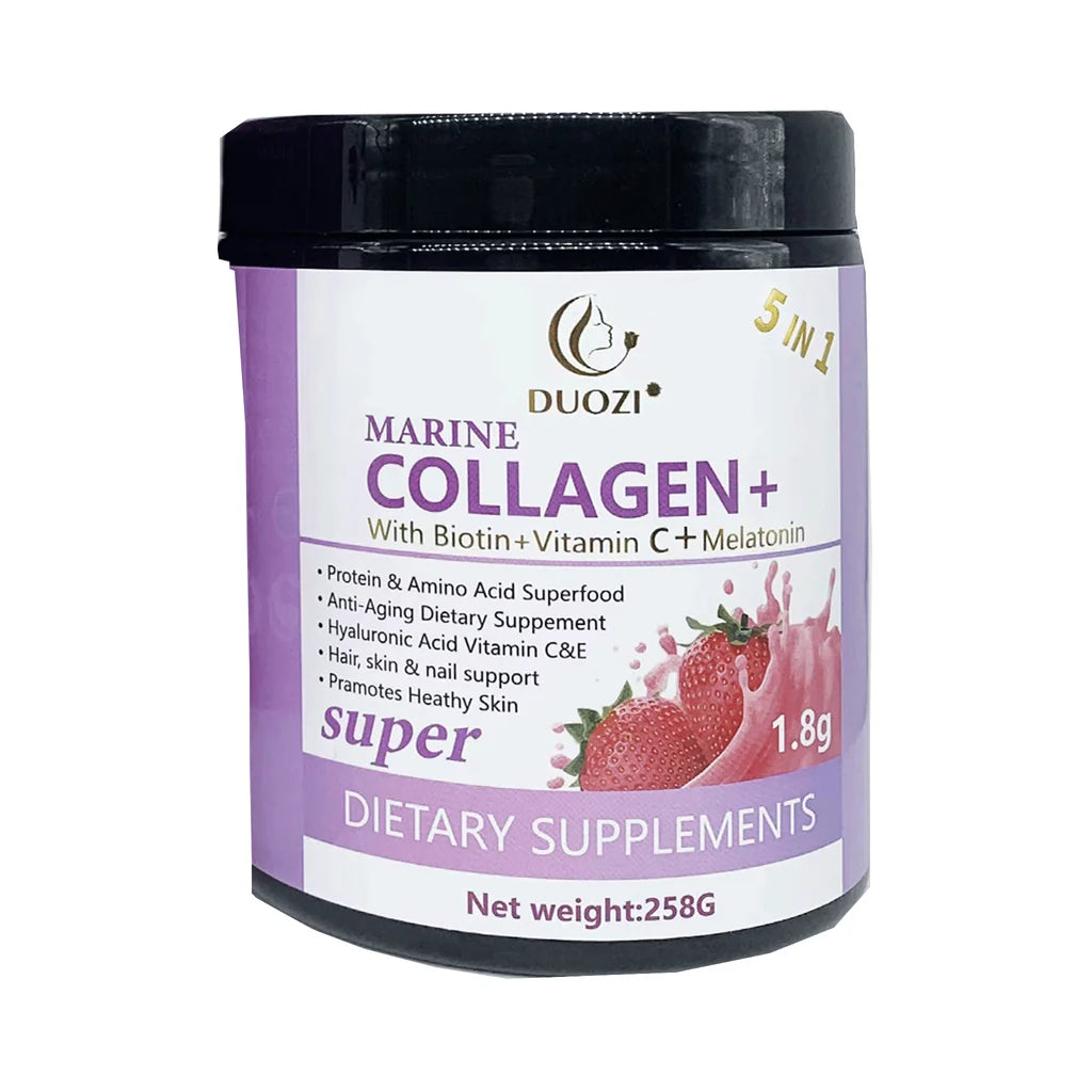 DUOZI Marine Collagen Powder with Biotin, Vitamin C, and Melatonin (258g size)