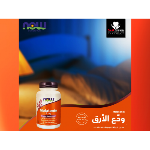 NOW Foods Supplements, Melatonin 3 mg, Free Radical Scavenger*, Healthy Sleep Cycle*, 60 Veg Capsules