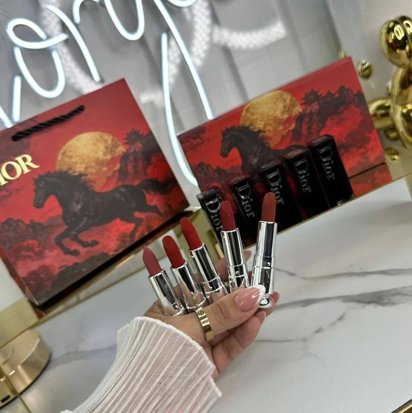 DIOR, Red Lipstick Set 5 Pieces + Gift Bag