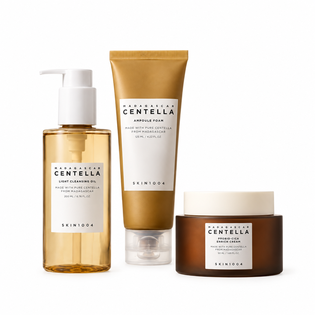 Skin1004 Centella Trio. Centella Double Cleansing Duo + Probio Cica Enrich Cream
