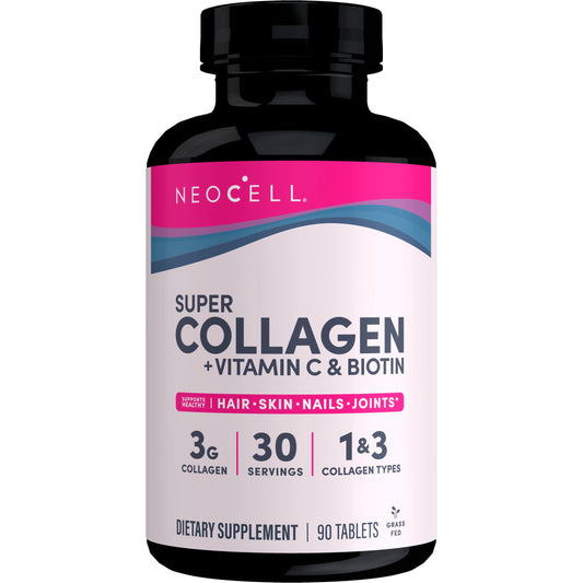 NEOCELL
Super
Collagen
+Vitamin C & Biotin
(For Healthy Skin, Hair, Nails & Joint Support)