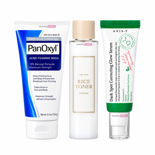 Acne, Pores & Dark Spots Set with Rice Toner
