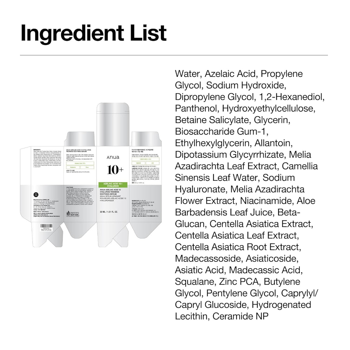 Anua Azelaic Acid 10% + Hyaluron Redness Soothing Serum