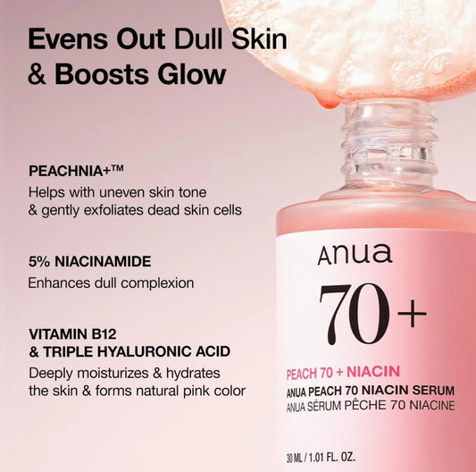 Anua, Peach 70 Niacin Serum 70%, 30ml