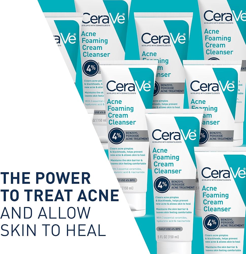 CeraVe Acne Foaming Cream Cleanser 4% Benzoyl Peroxide