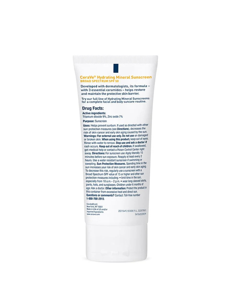 CeraVe Hydrating Mineral Sunscreen SPF 50 75ml
