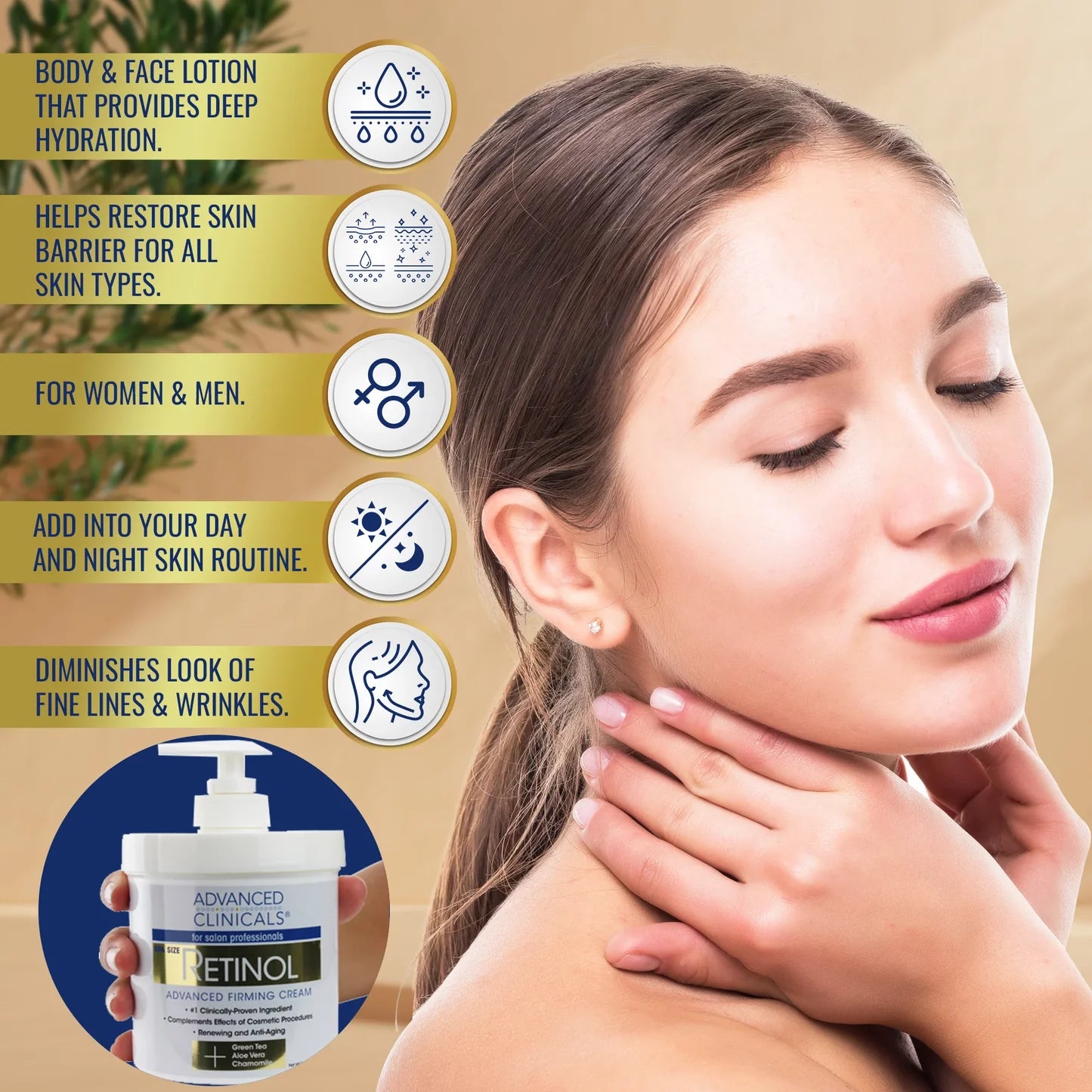 Advanced Clinicals Retinol Firming Cream - 454g